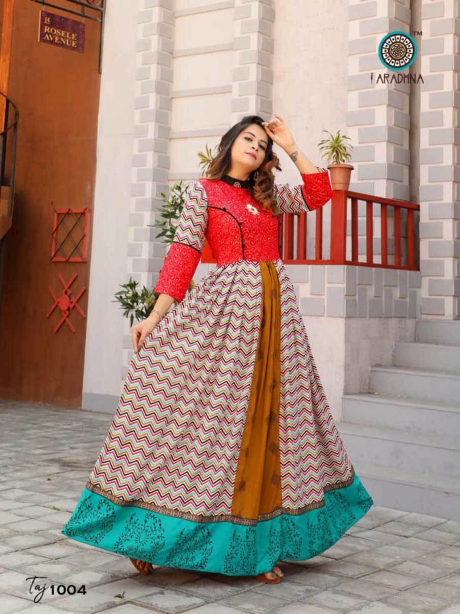 Rayon Long Kurti - Heavy Rayon Print With Embroidery Work, M-3xl Sizes, 3/4 Sleeve Style, Ethnic & Party Wear