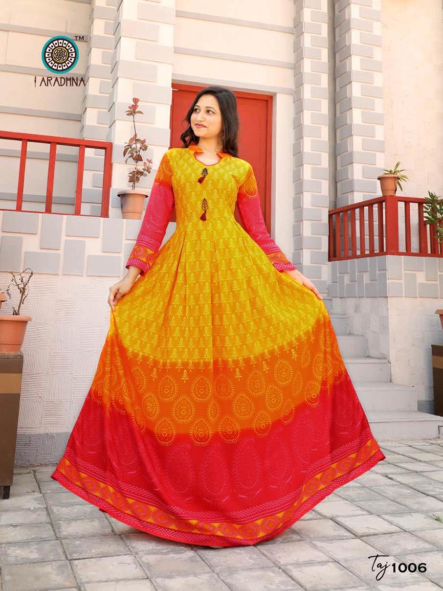 Rayon Long Kurti - Heavy Rayon Print With Embroidery Work, M-3xl Sizes, 3/4 Sleeve Style, Ethnic & Party Wear
