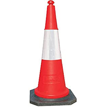 Safety Cone - High-Impact PVC, 750mm Height, Red Color | Lightweight, Stable Base, High Visibility, Weather Resistant, Reflective Band