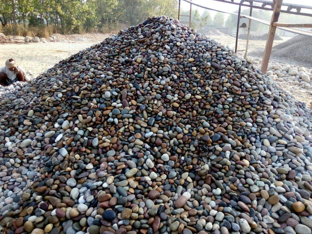 Mix Color Big Size Natural Glossy High Polished Pebbles Stone Solid Surface
