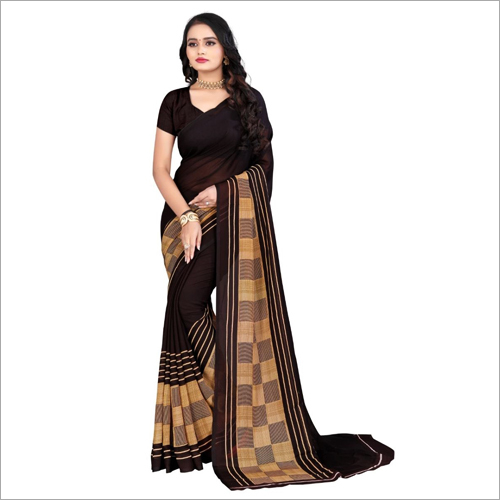 Indian Poly Georgette Saree - Poly Georgette Material, Printed Pattern | Ethnic Wear for All Seasons, Easy Draping, Wrinkle & Odor Resistant