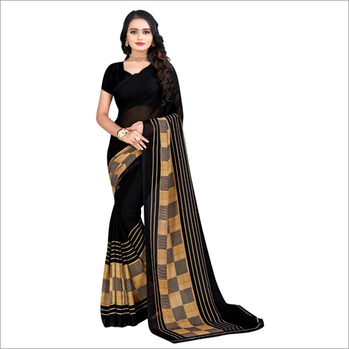 Multicolor Poly Georgette Saree - Poly Georgette, Ethnic Wear, Mesmerizing Multicolor Design, Comfortable for Summer, Winter, Rainy, and Spring Seasons