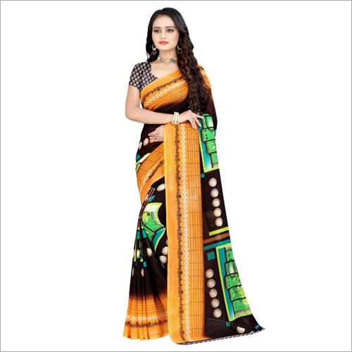 Light Weight Poly Georgette Saree - Poly Georgette Material, Versatile for Ethnic Occasions | Ideal for Summer, Winter, Rainy & Spring Seasons