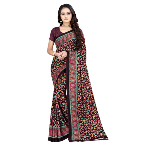 Ladies Designer Poly Georgette Saree - Poly Georgette Fabric, Elegant Design | Ideal for Ethnic Occasions in Rainy, Spring, Summer & Winter Seasons