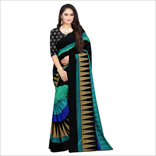 Ladies Modern Poly Georgette Saree - Poly Georgette Fabric, Versatile for All Seasons (Summer, Rainy, Spring, Winter) | Perfect for Ethnic Occasions