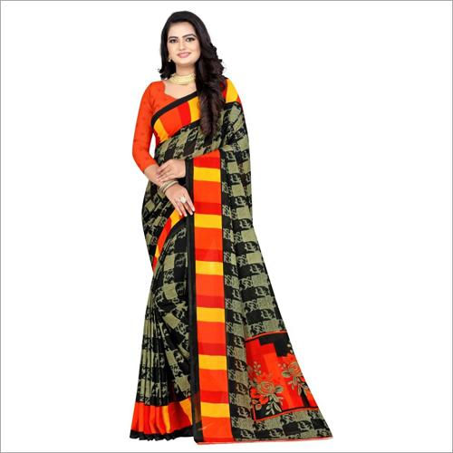 Fashionable Poly Georgette Saree - Poly Georgette Material | Versatile for Ethnic Occasions, Suitable for Rainy, Spring, Summer, and Winter Seasons