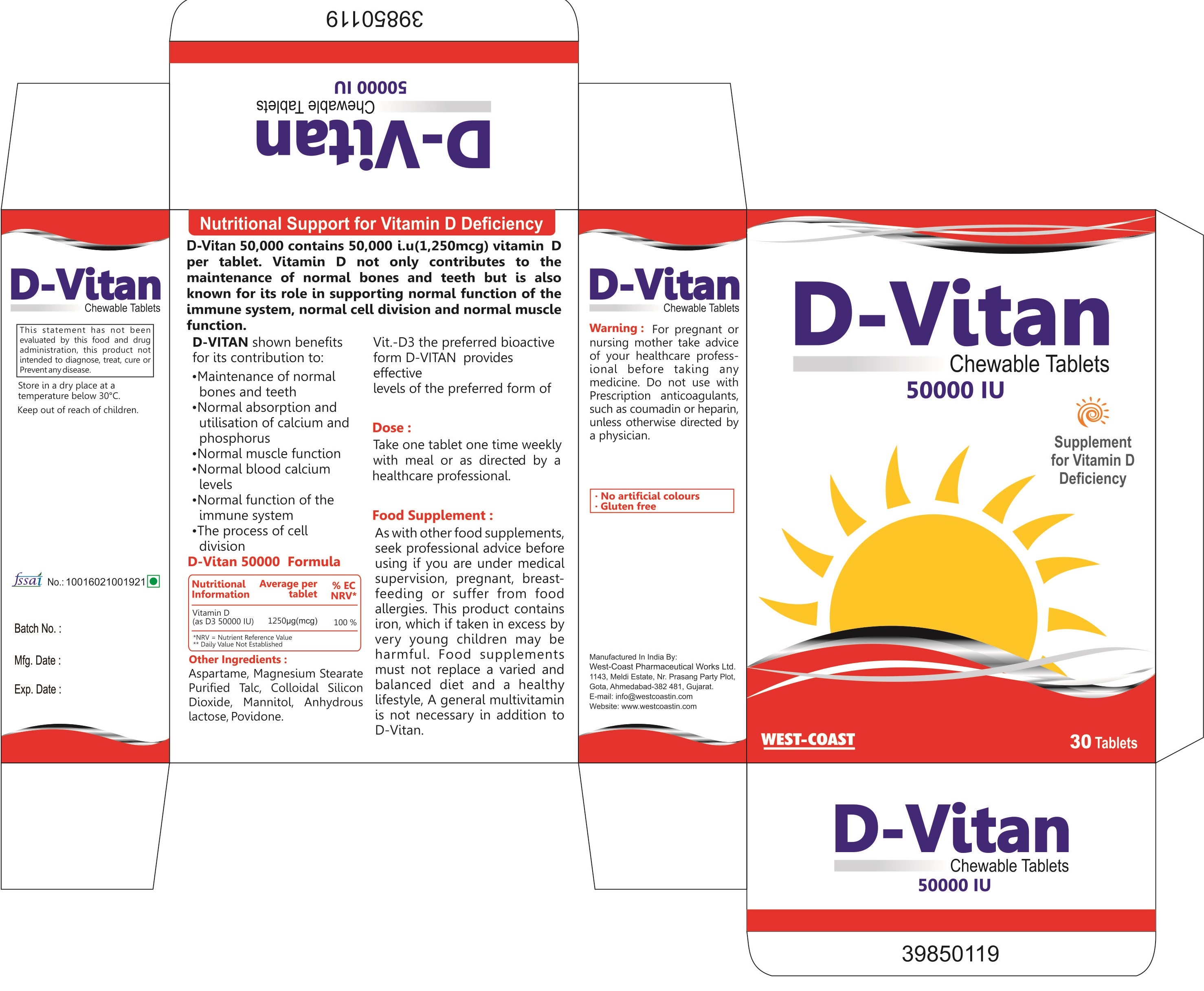 Vitamin D 50000 Iu Chewable Tablets Efficacy: Promote Nutrition