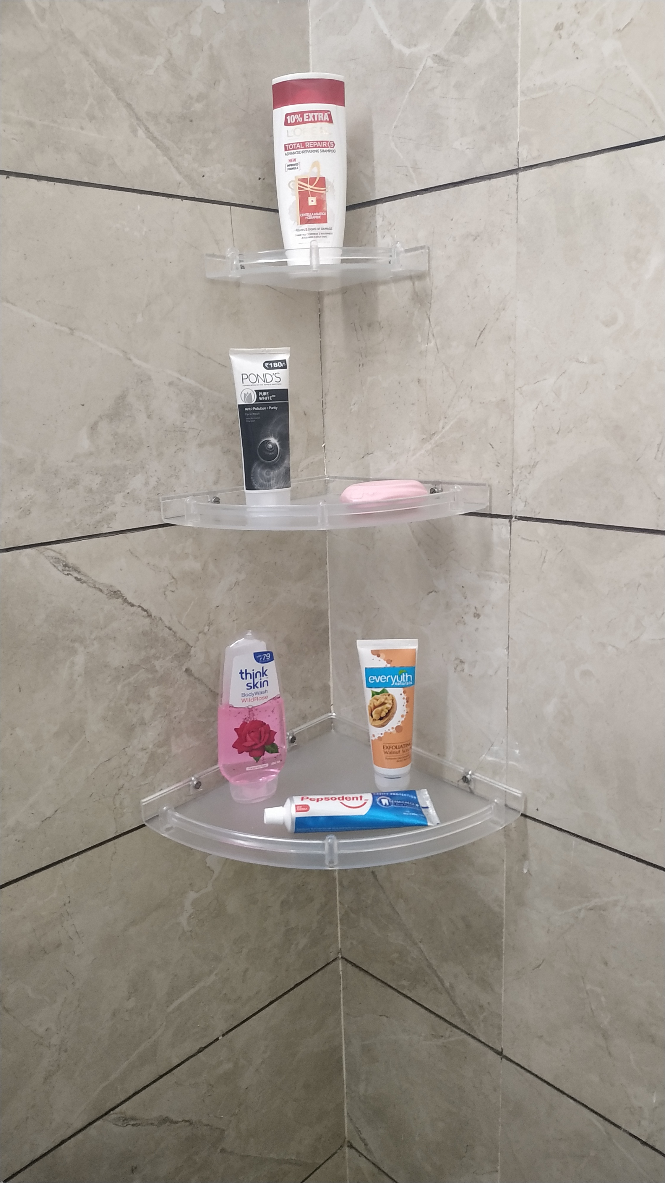 Corner Shel - High-grade Plastic, Available In Sizes 6"x9"x11", 6"x8"x10", 8"x10"x12" | Wall Mounted, Crack Resistant, Unbreakable Design