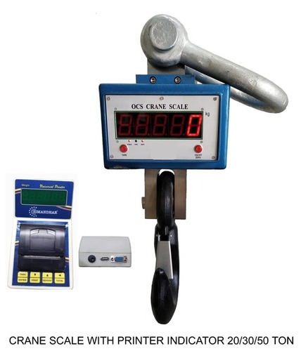 Crane Scale - 50 Ton Capacity x 20 Kg Accuracy | High-Strength Die Casting Body, Integrated Sensor Design, Wireless Printer Indicator, Remote Control, Rechargeable Battery, LED Display