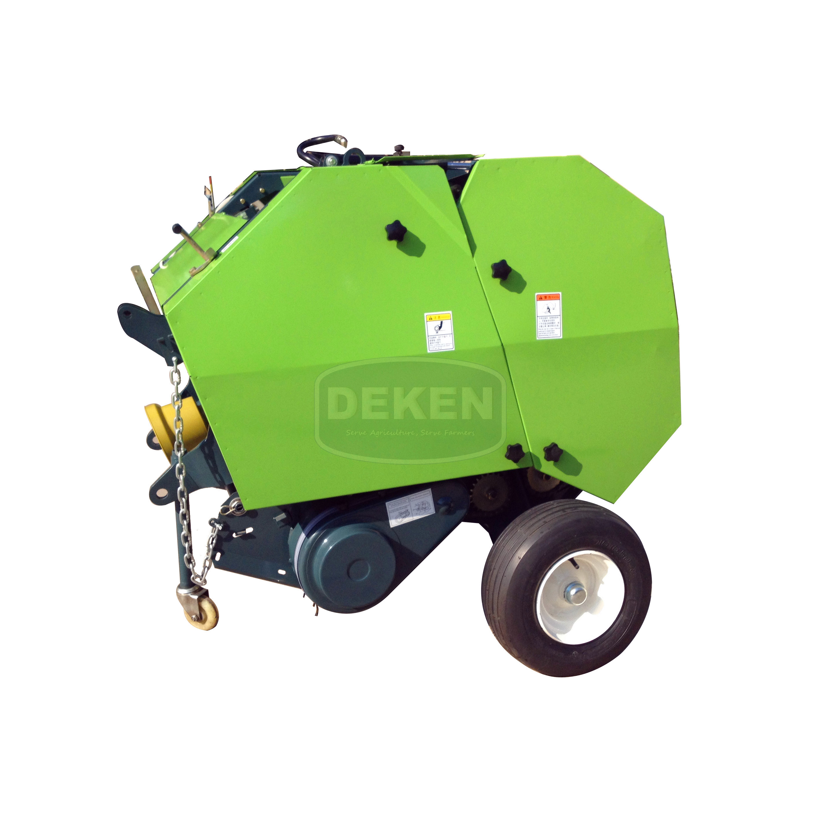 Deken Mini Round Baler - Metal, 115x130x120 Cm, Green/yellow/red/blue - Gear Drive, 500 Kg, Electric Start, 25-50 Hp, 2-5 Km/h Efficiency