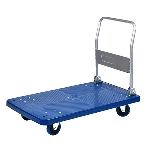 Industrial Platform Trolley - Plastic, 1200mm x 800mm , Blue Color, 200kg Load Capacity, 100mm PU Wheels, 900mm Handle Height