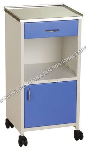 Bedside Locker - Steel & Laminate, 45x35x60 cm, Blue | 1 Drawer, 1 Shelf, 15 kg, Ideal for Hospital Bedside Storage, 1 Year Warranty