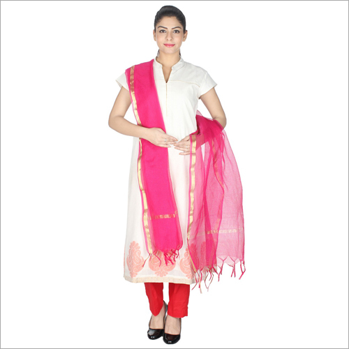 Ladies Fashionable Dupatta - Plain Design, Pink Color | Quick Dry, Washable, Dry Clean Only, No Fade, All Season