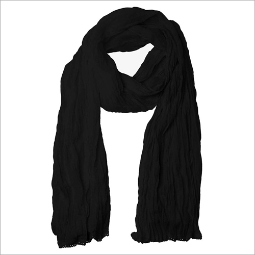 Ladies Black Dupatta - Cotton, All Season, Plain | Quick Dry, Washable, Dry Clean Only, No Fade