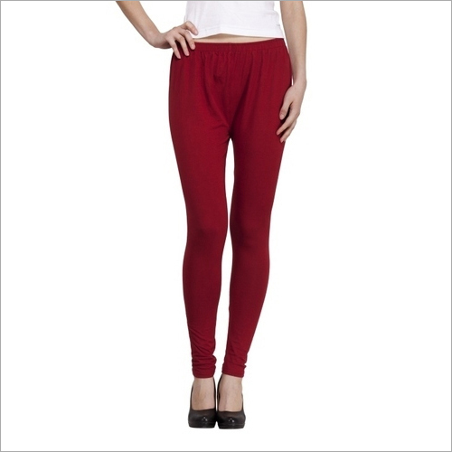 Ladies Plain Leggings - Cotton Material, All Season Wear, Red Color | Quick Dry, Washable, No Fade, Dry Cleanable