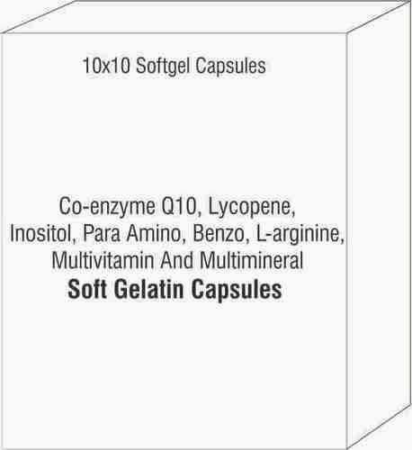 को-एंजाइम Q10 लाइकोपीन इनोसिटोल पैरा अमीनो बेंजो एल-आर्जिनिन मल्टीविटामिन और मल्टीमिनरल सॉफ्टजेल