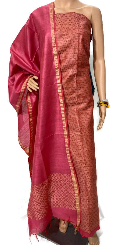Pure Linen Silk Full Weaved Top 2.5 Mtrs, Dupatta 2.5 Mtrs ,Bottom 2.15 Mtrs.