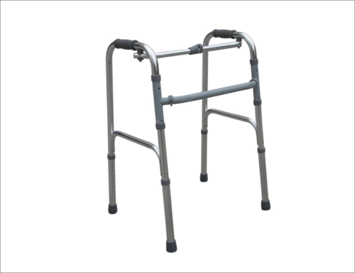 Folding Walker - Aluminum Alloy, Adjustable Height, Silver | 100kg Weight Capacity, Rubber Handle Grip, Compact 30x40cm Folded Dimensions, Indoor/Outdoor Use
