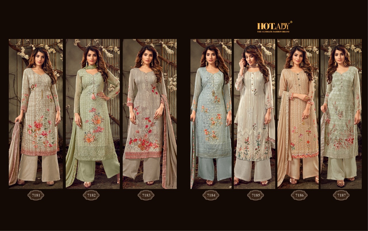 Pink Hot Lady Heavy Georgette Plazzo Salwar Suits