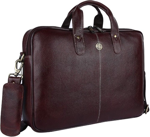 Genuine Leather Laptop Bag - Stylish Design , Unisex Brown Color