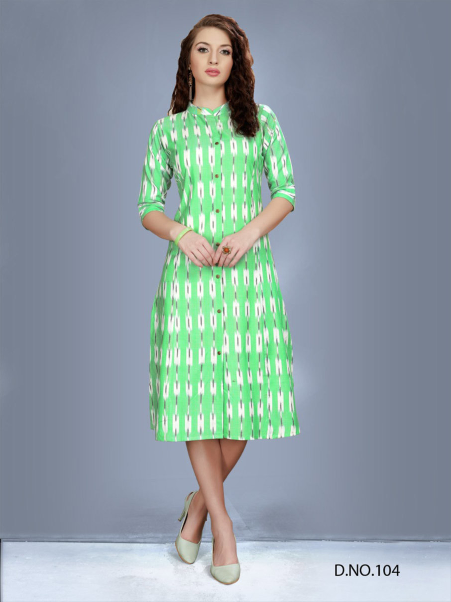 Rayon Ikkat Kurti - Size M-l-xl-xxl, 3-4th Sleeve Style | Cool Dry, Quick Dry, Washable, Printed Pattern, Customized Logo, Casual And Formal Wear