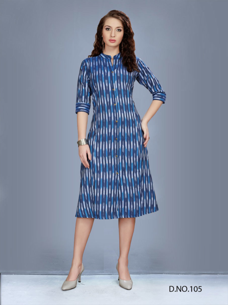 Rayon Ikkat Kurti - Size M-l-xl-xxl, 3-4th Sleeve Style | Cool Dry, Quick Dry, Washable, Printed Pattern, Customized Logo, Casual And Formal Wear