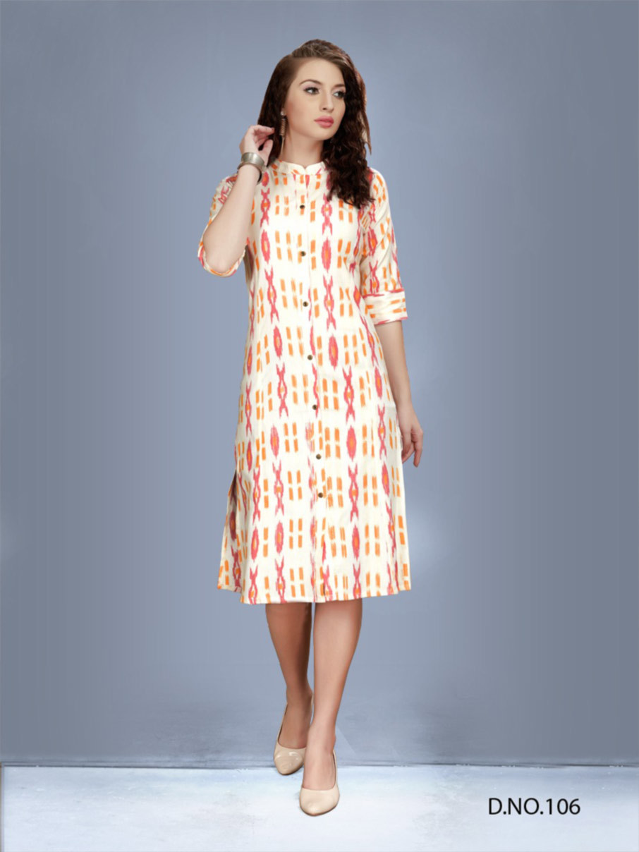 Rayon Ikkat Kurti - Size M-l-xl-xxl, 3-4th Sleeve Style | Cool Dry, Quick Dry, Washable, Printed Pattern, Customized Logo, Casual And Formal Wear