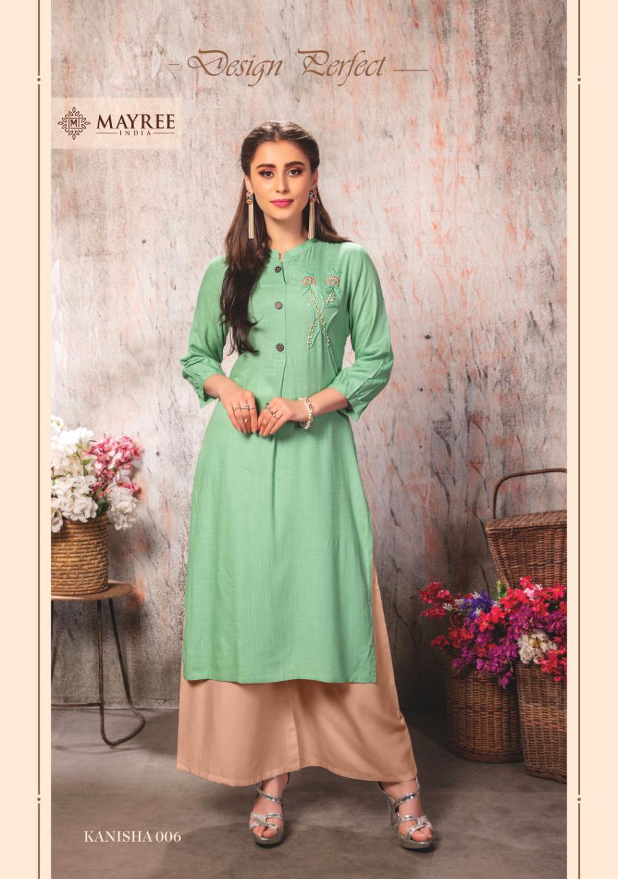 Slub Rayon With Embroidery Straight Kurti - 14 Kg Fabric, M(19)-3xl(23) Sizes | Party Wear, Formal, Quick Dry, Cool Pass, 3-4th Sleeve Style