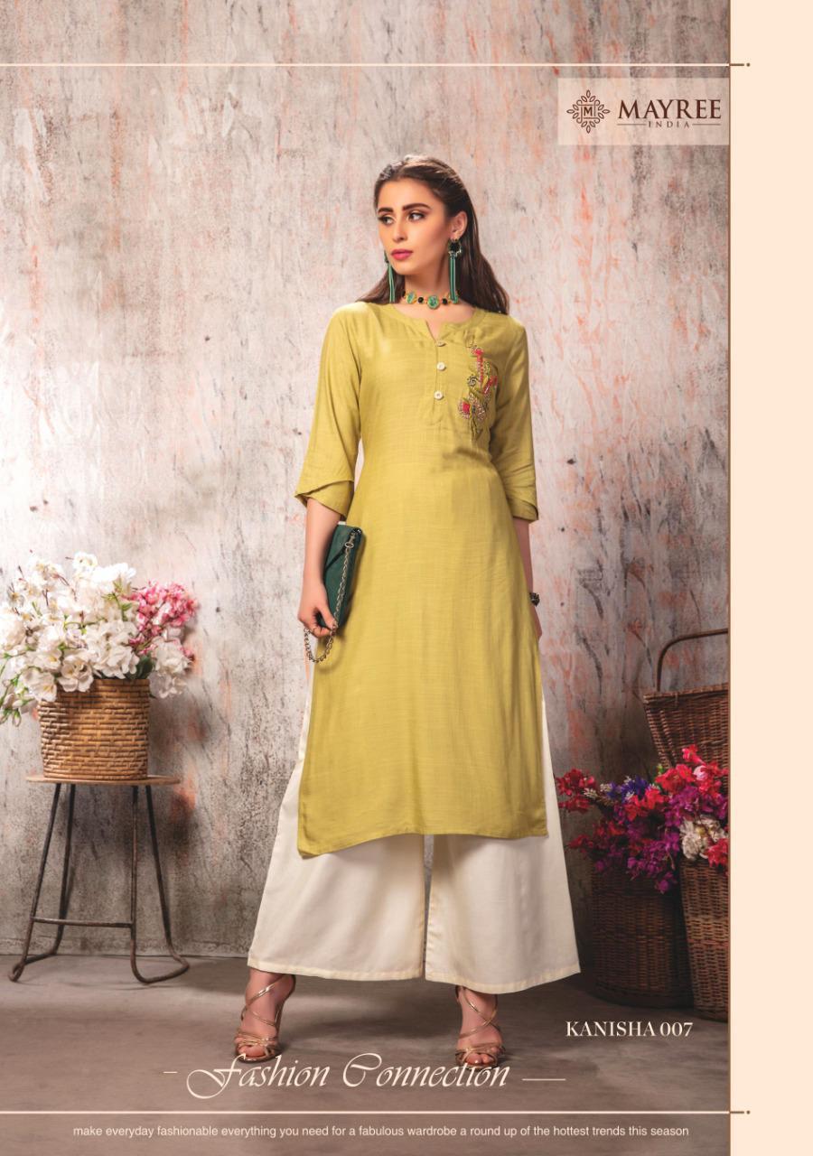 Slub Rayon With Embroidery Straight Kurti - 14 Kg Fabric, M(19)-3xl(23) Sizes | Party Wear, Formal, Quick Dry, Cool Pass, 3-4th Sleeve Style