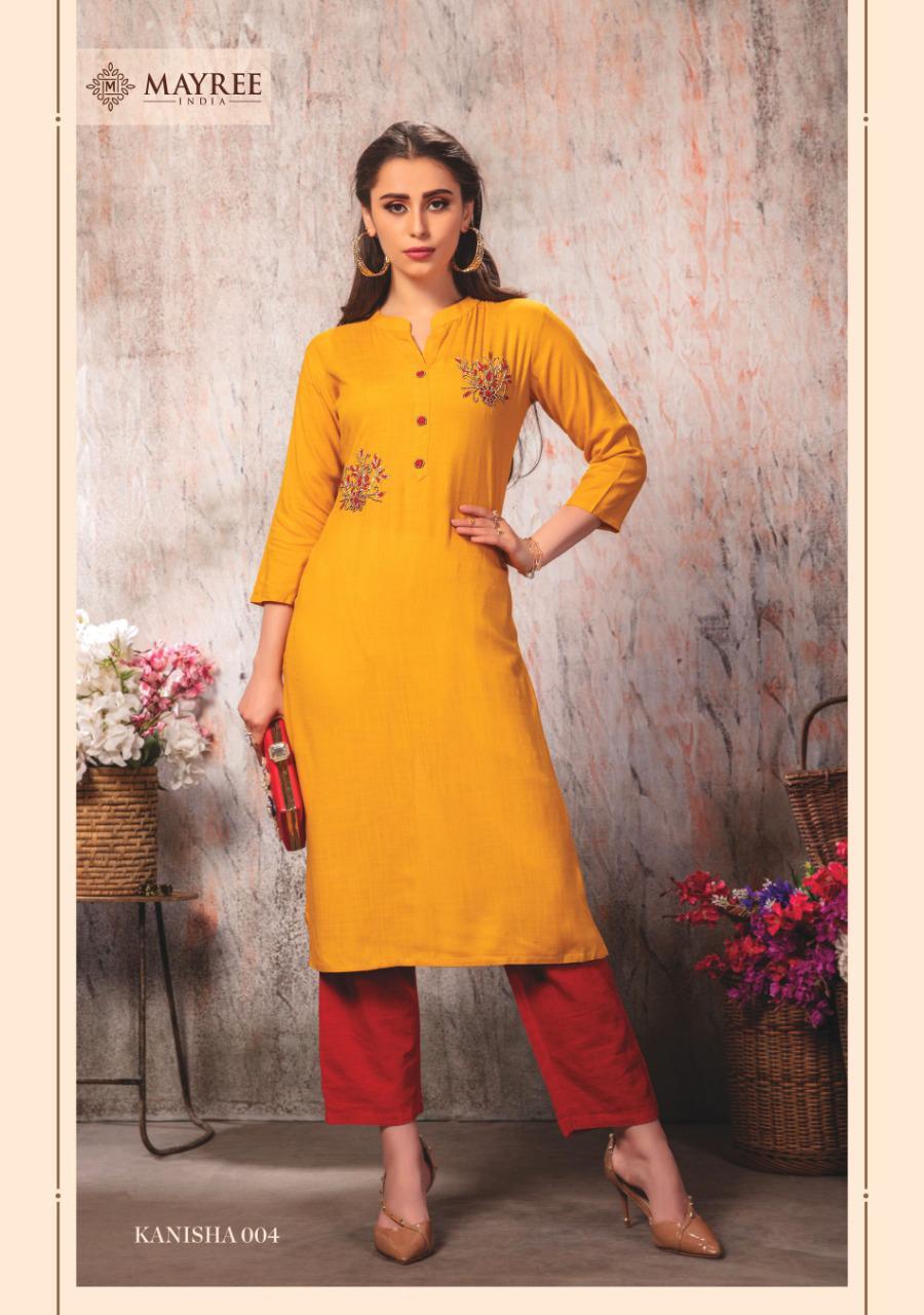 Slub Rayon With Embroidery Straight Kurti - 14 Kg Fabric, M(19)-3xl(23) Sizes | Party Wear, Formal, Quick Dry, Cool Pass, 3-4th Sleeve Style