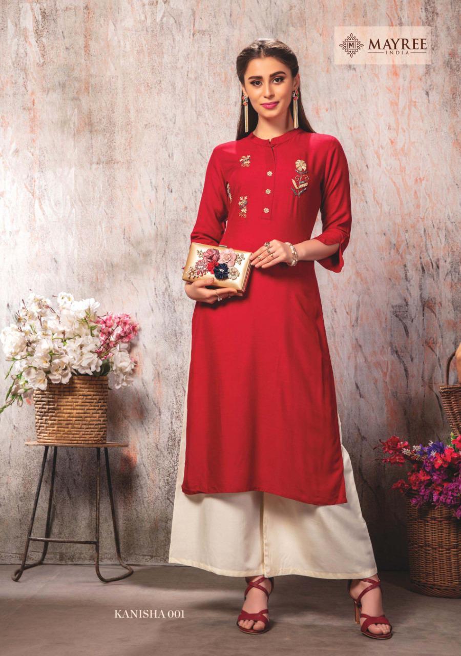 Slub Rayon With Embroidery Straight Kurti - 14 Kg Fabric, M(19)-3xl(23) Sizes | Party Wear, Formal, Quick Dry, Cool Pass, 3-4th Sleeve Style