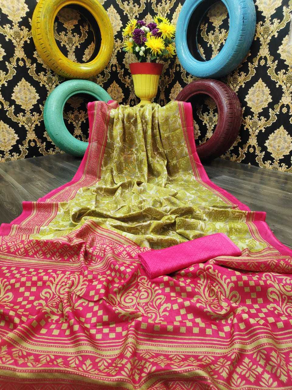Linen Saree - Linen Jute Fabric With Contrast Blouse, Zari Work For All Seasons