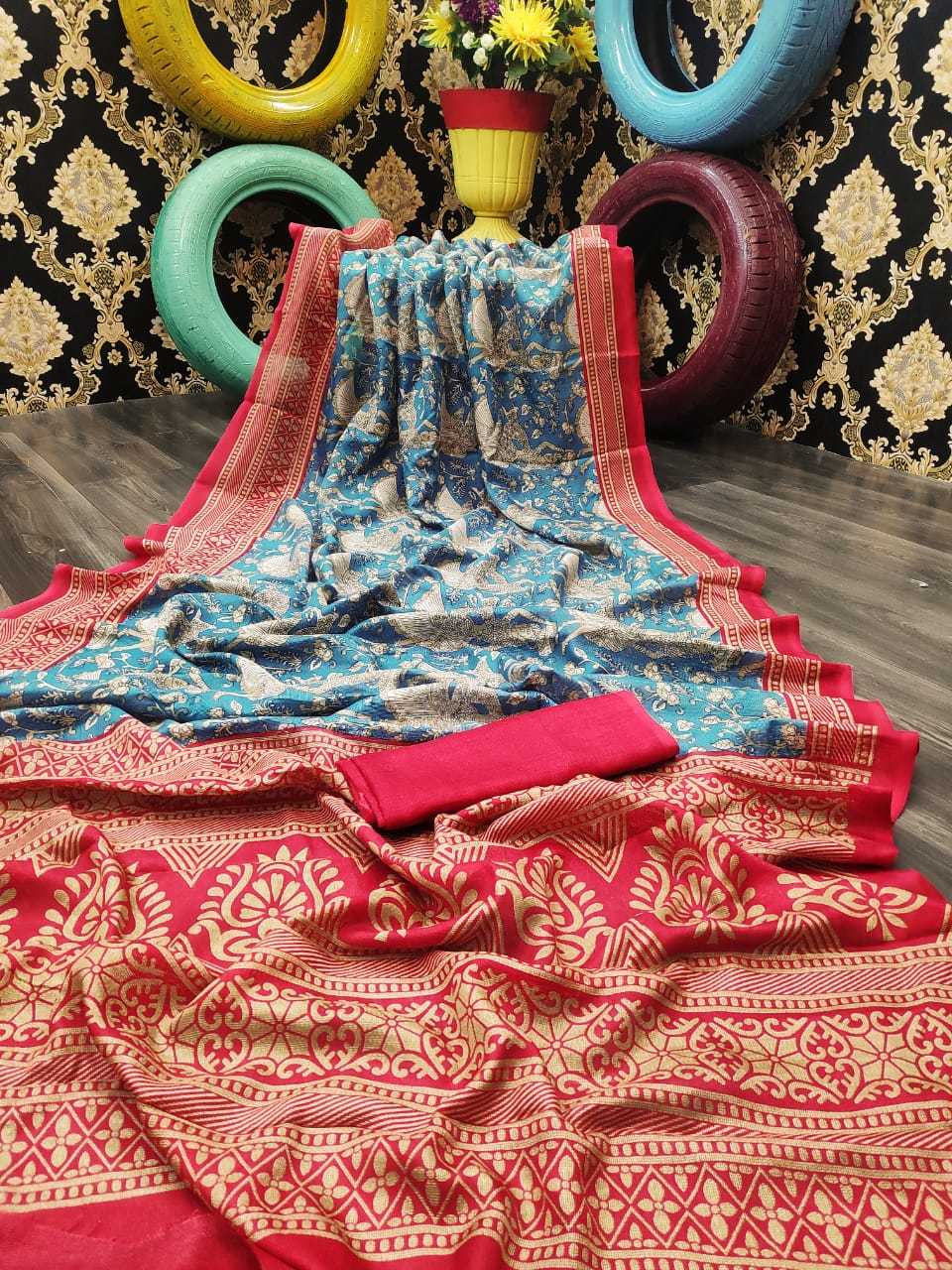 Linen Saree - Linen Jute Fabric With Contrast Blouse, Zari Work For All Seasons