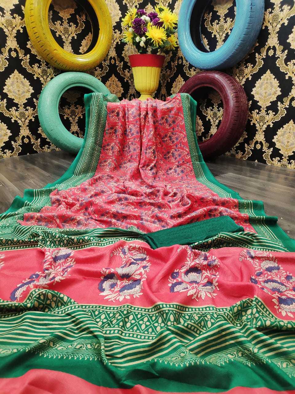 Linen Saree - Linen Jute Fabric With Contrast Blouse, Zari Work For All Seasons