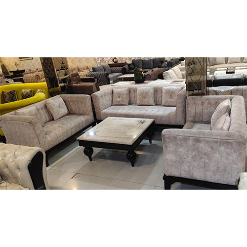 Luxury Sofa Set - Suede Material, Living Room Size | 5-Year Warranty on Manufacturing Defects, Elegant Design
