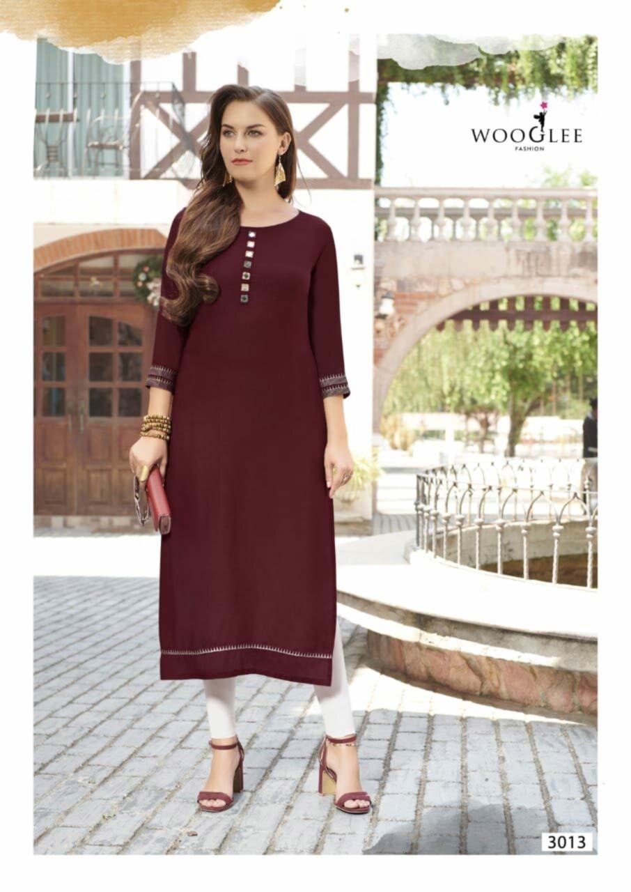 Heavy Rayon Mirror Handwork Kurti - Sizes M(38) To Xxxl(46), 3-4th Sleeve | Cool Dry, Washable, Quick Dry, Daily Wear, Customized Logo