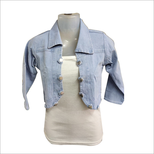 Ladies Short Denim Jacket - Denim, Sizes S-xxl, Printed Pattern, Long Sleeve | Washable, Designed For Women, Perfect For Winter Wear