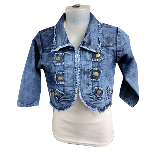 Ladies Short Denim Jacket - Denim, Sizes S-xxl, Printed Pattern, Long Sleeve | Washable, Designed For Women, Perfect For Winter Wear