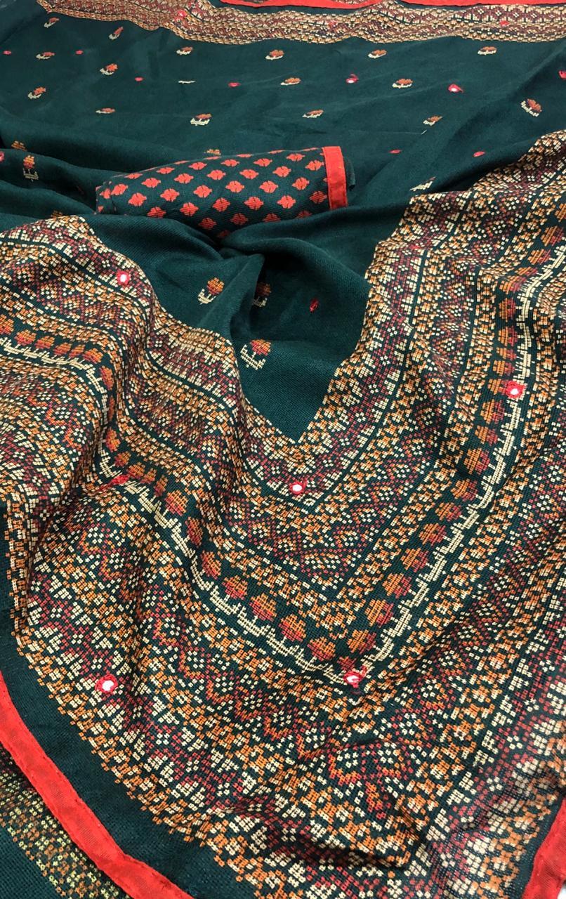 Georgette Digital Print Saree - 6.3 Meters With 0.8 Meter Blouse Piece | Multi Color, Silk Material, Suitable For All Seasons, Bollywood Style