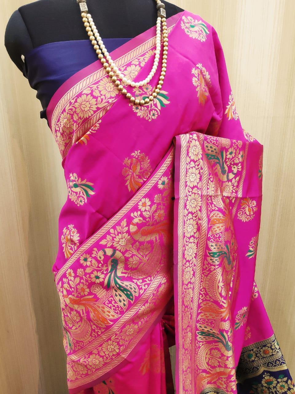 Banarasi Silk Saree - Soft Silk, Rich Pallu, Contrast Options, Stunning 8 Colors | Perfect For Rainy, Spring, Summer, And Winter Seasons