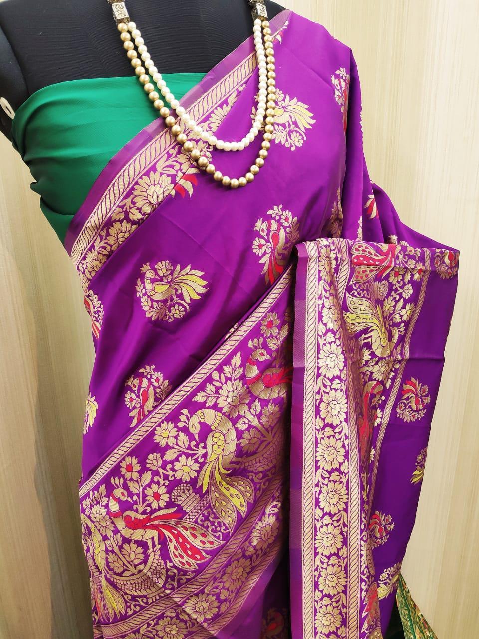 Banarasi Silk Saree - Soft Silk, Rich Pallu, Contrast Options, Stunning 8 Colors | Perfect For Rainy, Spring, Summer, And Winter Seasons