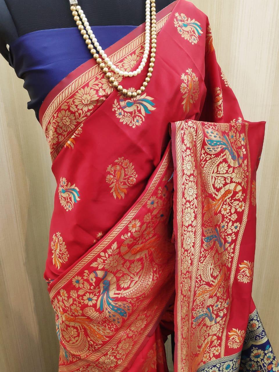 Banarasi Silk Saree - Soft Silk, Rich Pallu, Contrast Options, Stunning 8 Colors | Perfect For Rainy, Spring, Summer, And Winter Seasons