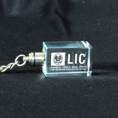 25x30x12mm 3d Crystal Keyring - Shape: Square