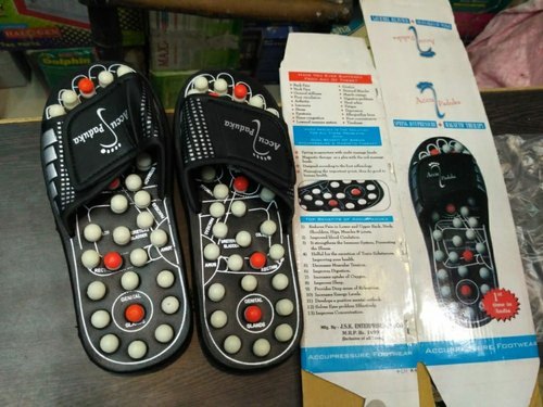 Acupressure Slippers - Plastic, Size 6-10, Black & Blue | Stimulate Foot Acupressure Points, Improve Blood Circulation, Reduce Stress, Pain Relief