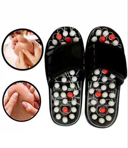 Acupressure Slippers - Plastic, Size 6-10, Black & Blue | Stimulate Foot Acupressure Points, Improve Blood Circulation, Reduce Stress, Pain Relief