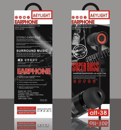 Earphones - PVC Material, 10mm Drivers | 20Hz-20kHz Frequency Response, 100dB Sensitivity, 1.2m Cable Length, 3.5mm Plug