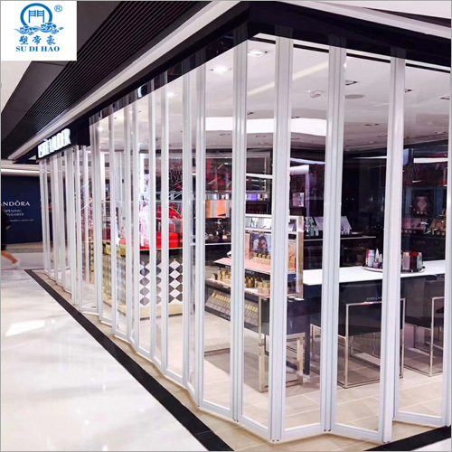 वर्टिकल ट्रांसपेरेंट एल्युमिनियम पॉली कार्बोनेट फोल्डिंग डोर