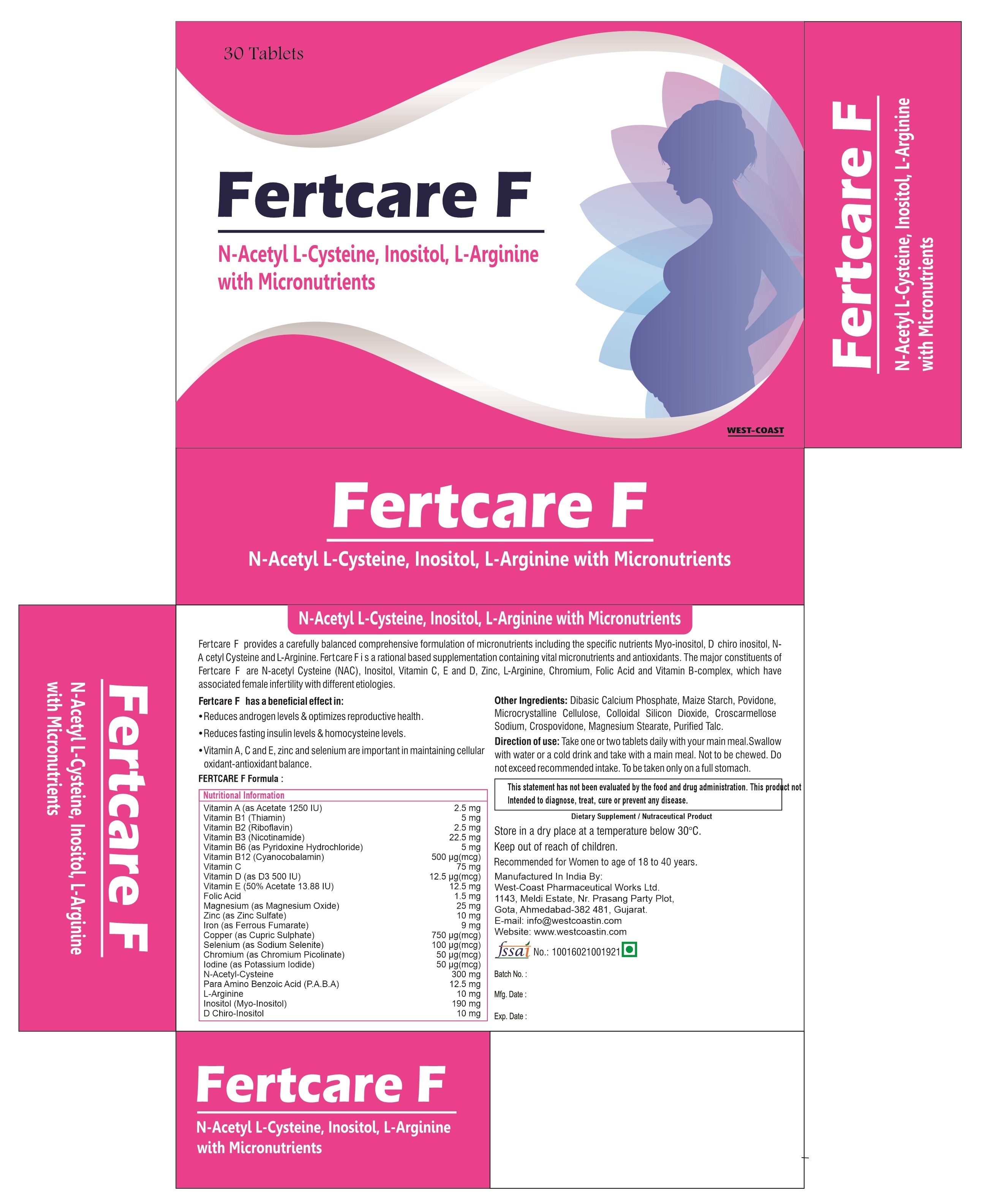 N-acetyl,l-cysteine,inositol,l-arginine With Micronutrients Dosage Form: Tablet