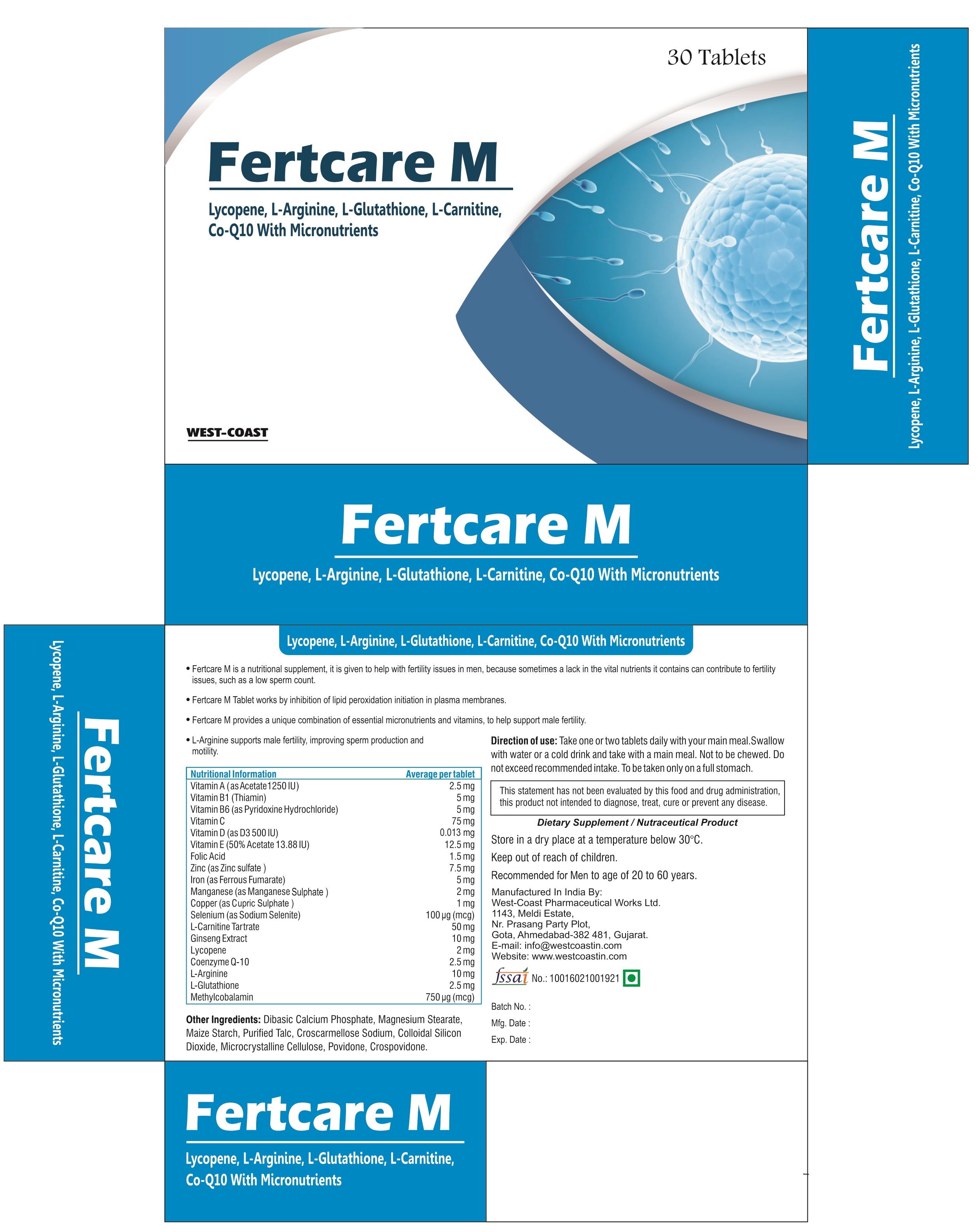 Lycopene,l-arginine,l-glutathione,l-carnitine,co-q 10 With Micronutrients Dosage Form: Tablet