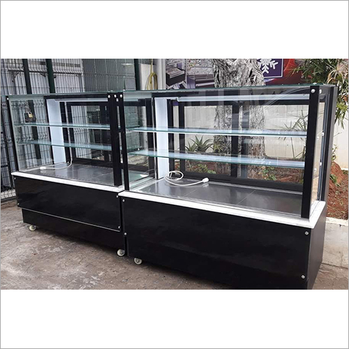 Bakery Display Counter - Stainless Steel & Glass, LED Lighting, Custom Design, Polished Finish